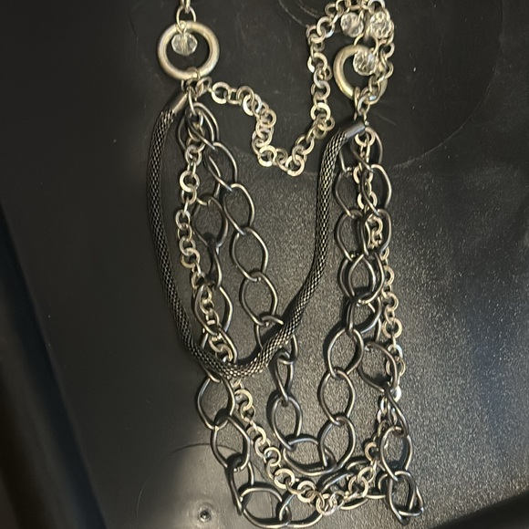 Silver multi chain necklace - Picture 2 of 4